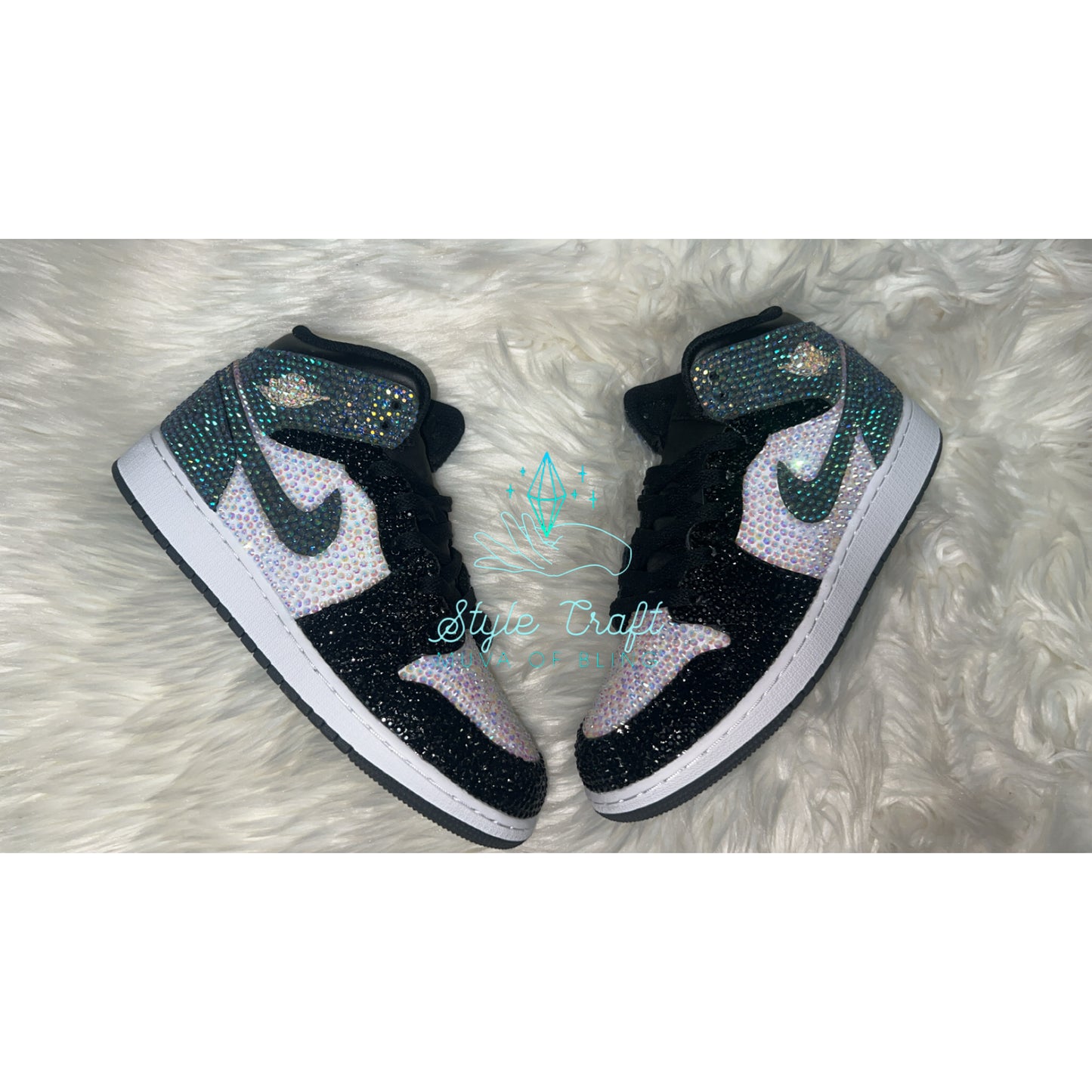 Custom Bling Jordan 1s Mid/Handcrafted Luxury & Sparkle